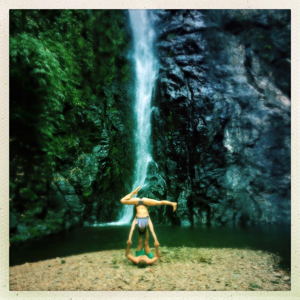 Yoga by a waterfall in Goa