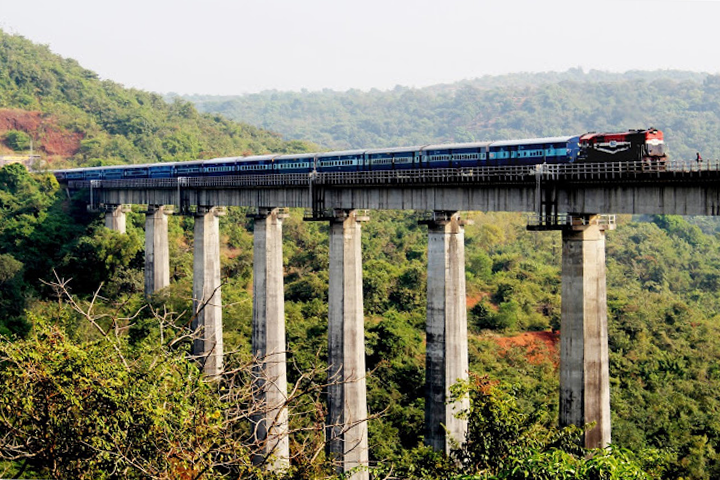 Konkan Railway, train traversant le Kerala