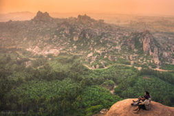 hampi, couple, sunset